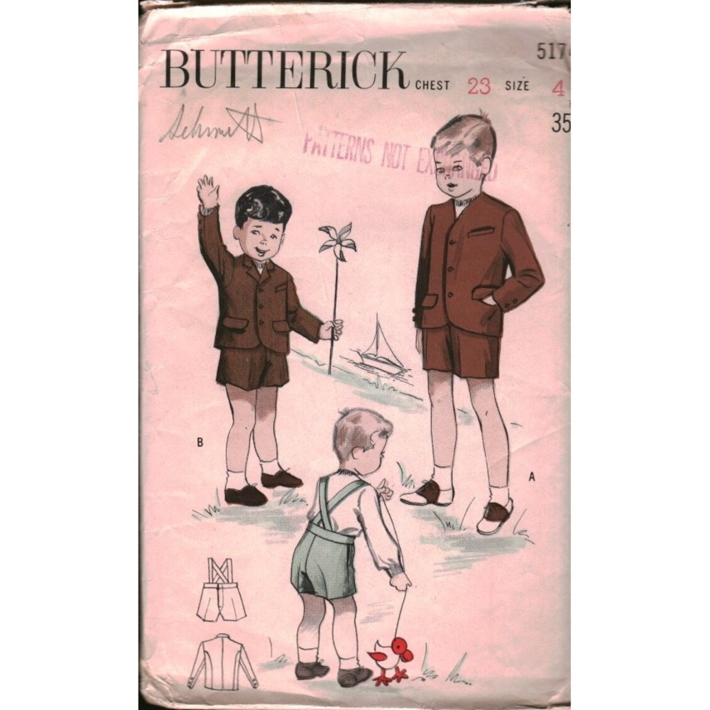 Vintage Butterick 5174 Boys Two-Piece‎ Suit Jacket Short Pants Pattern Size 4